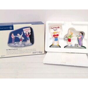 DEPT 56 Snow Village Car Wash Fundraiser Set of 2 w/Box #56.55177 Retired '02-04